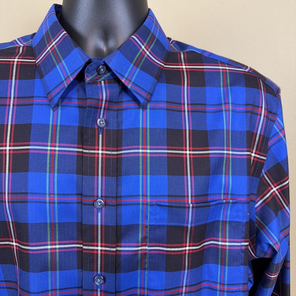 Jos. A. Bank Shirt Button Up Men's Large Travelers Collection Green Blue Paid